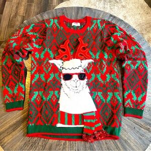 Ugly Christmas Sweater – Llama with Antlers & Sunglasses – Size‎ M (38–40)